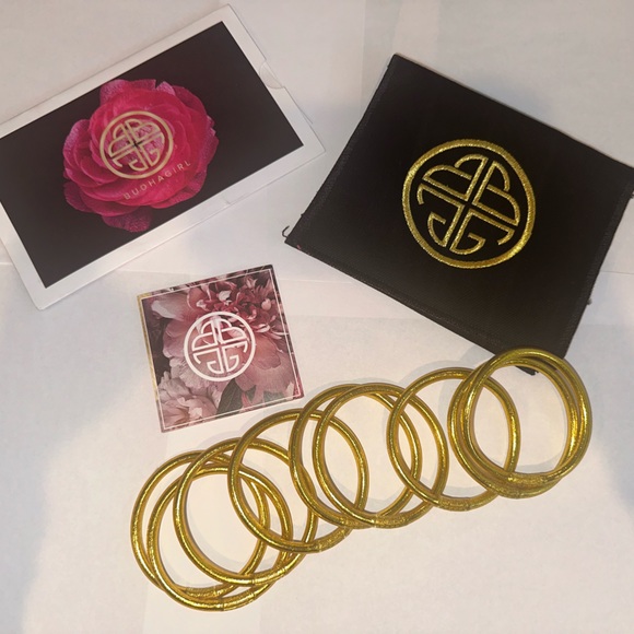 Budhagirl GOLD ALL WEATHER BANGLES - Set of 9 - Size Medium - BRAND NEW - Picture 7 of 13